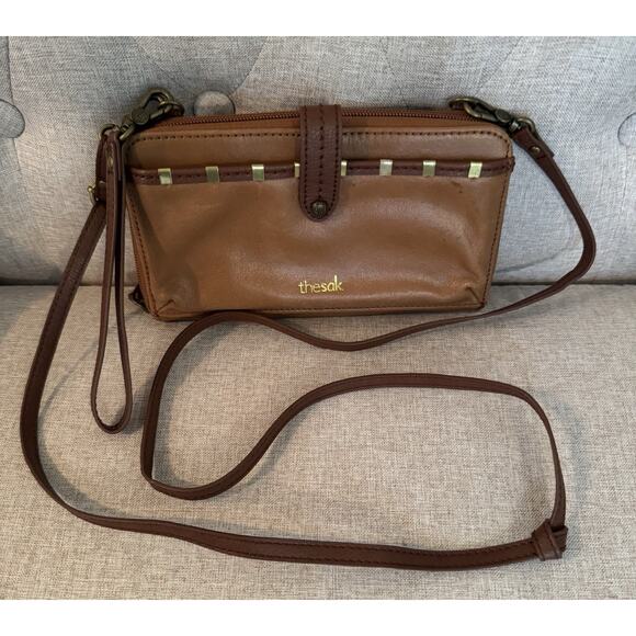 The Sak Crossbody Wallet Bag Purse Organizer Brown Leather - Picture 1 of 12